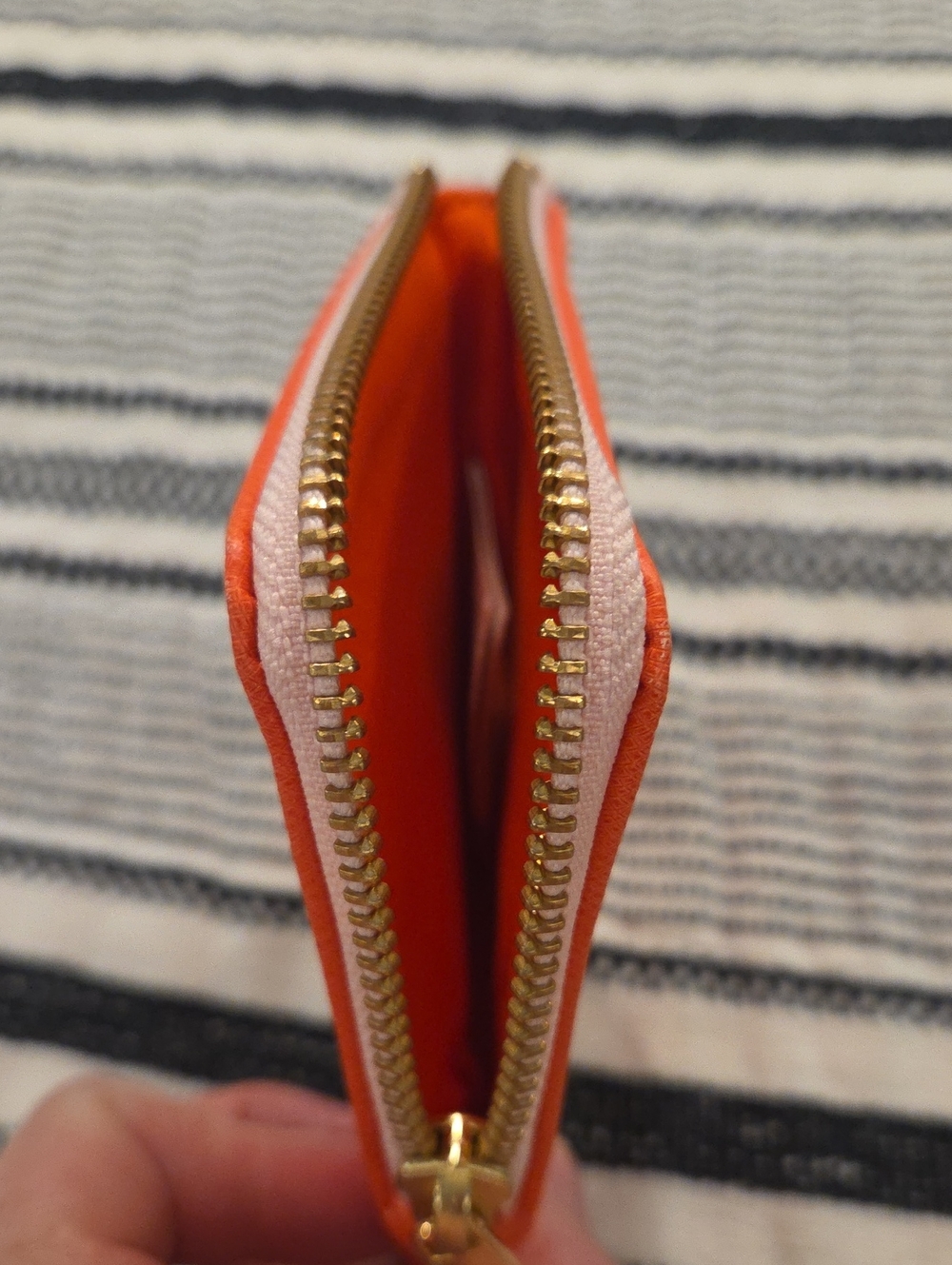 Rifle Paper Co Anthropologie bright orange gold hardware Paris coin purse Rare - Picture 3 of 5